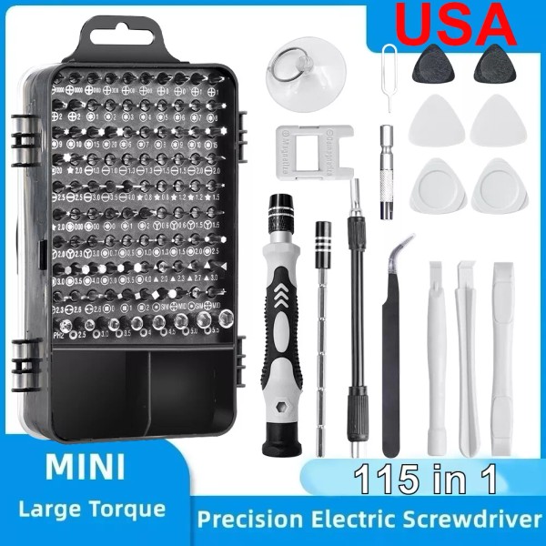 115 in 1 Electric Precision Screwdriver Set Magnetic Torx Hex