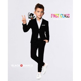 Black n Bianco Boys' First Class Slim Suits Black 16
