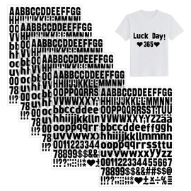 1044 Pcs Iron on Letters 6 Sheets Iron on Letters and Numbers for Clothing Small 1 Inch Heat Transfer Letter A-Z PU Alphabet Stickers for T-Shirts Jerseys Fabric Hats DIY Crafts (Black)