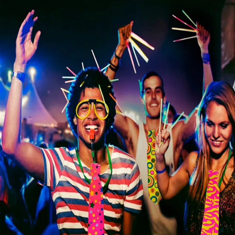 Lecute 10 Corbatas Neon Fiesta Fluorescente Brilla Luz Negra Party