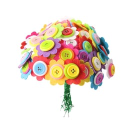 Canollo Flower Craft Set for Children, Fun Craft Set, Create a Bouquet with Buttons & Felt Flowers, Colourful Buttons, Felt Flowers, Craft Accessories, Gifts for Children Aged 4, 5, 6, 7, 8, 9, 10