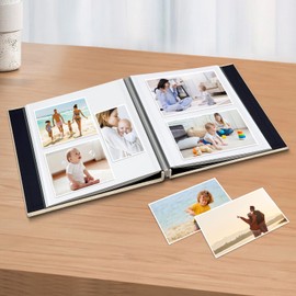 Photo Album Scrapbook – Holds 4x6, 5x7 & 8x10 Pictures – Self-Adhesive Pages for Baby, Wedding, Travel & Family Memories | Includes Metallic Pen & Scraper/Light Beige Large DIY Memory Book for Gifts