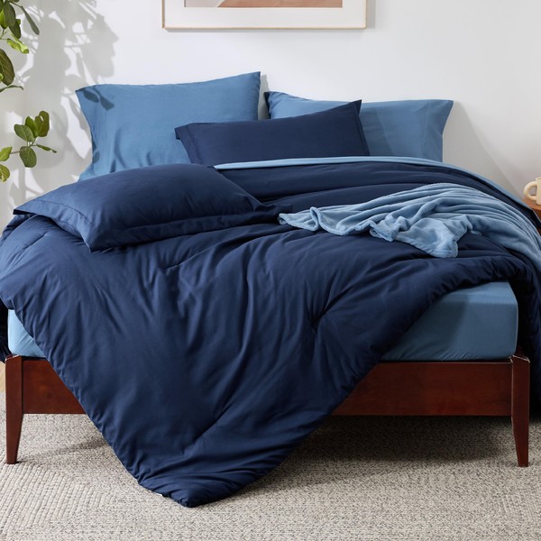 Bedsure King Comforter Set Navy Blue, 8 Pieces Prewashed King