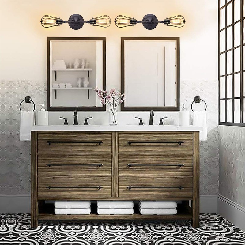 Double Head Wall Sconce Industrial Wire Cage Wall Light Vintage