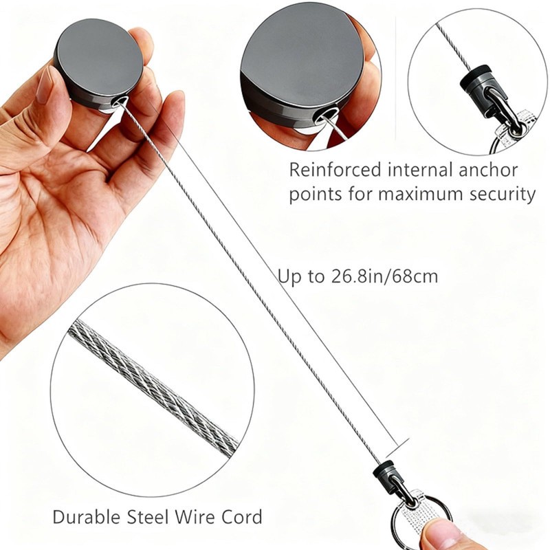 Bestac ID Badge Reel with Clip & Keyring: Features All-Metal