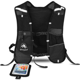 Running Vest for Women Men, Lightweight (194g/8 Bags) Hydration Backpack Running Phone Holder Vest for Hiking Trail Running Cycling Race Marathon Running Essentials (Black, Adjustable)