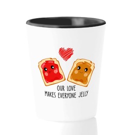 Bubble Hugs Valentine Shot Glass 1.5oz - Our Love Makes Everyone Jelly! - For Him Her Couple Anniversary Celebration Girlfriend Wife Boyfriend Relationship