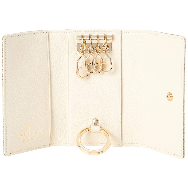 Lanvin on Blue Melanie Key Case with Key Ring, white