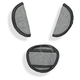 Belts Pads Shoulder Strap & Crotch Cover Universal Fits Most Buggy, Stroller, car seat Straps Melange Grey