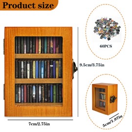 SIHPTO Anxiety Bookshelf Ornament Mini Bookshelf Miniature Library with 60pcs Mini Books，Miniature Bookshelf Decor Shake Away Your Anxiety，Home Decoration for Book Lovers (Brown)