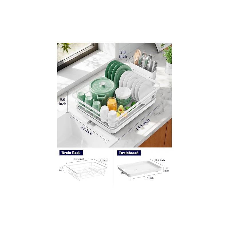 Kitsure Dish Drying Rack for Kitchen Counter, Stainless Steel Sink