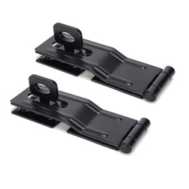 SANKINS 4-1/2" Swivel Staple Safety Hasps, Gate Door Hasp Latches Safety Packlock Clasp Locking with Twist Knob for Fence, Gate, Cabinet, Black, 2 Pack