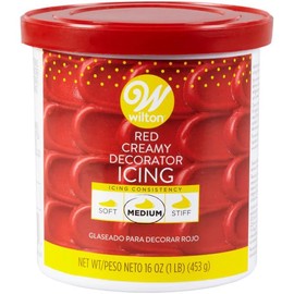 Wilton Vanilla Flavored Frosting, Creamy Decorator Icing, 16 oz (Red, 16 oz)