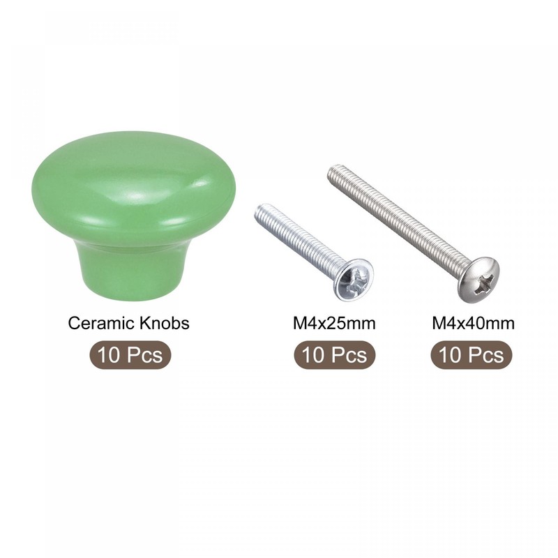 sourcing map 38x28mm Ceramic Drawer Knobs, 10pcs Mushroom Shape Door