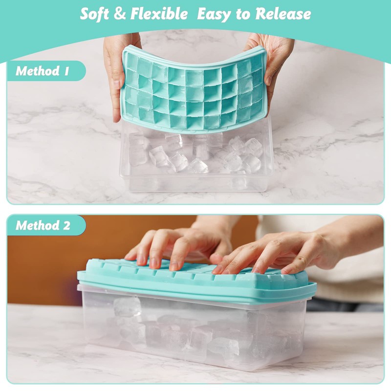 Food-grade Silicone Ice Cube Tray with Lid and Storage Bin