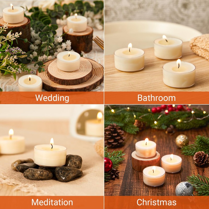 Crenovo Tea Lights Candles 100 Pack, Natural Soy Wax Tealights