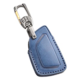 Hontumax Premium Leather 4-Button Key Fob Case Cover for Honda Prologue 2024, for Acura ZDX 2024 2025 Remote Key Fob Protector Holder Accessories (Blue)
