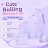CCJPX 3Pcs Women & Girls Rolling Backpack with Bigger Wheels,