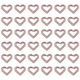 HugeDE 50 Pcs Metal Heart Shape Paper Clips Funny Cute Paperclips Small Bookmark Clips Memo Planner Paper Clips Mini Tiny Paper Clips for Office School Red
