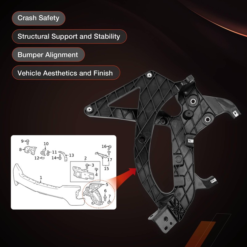 Front Left Driver Side Bumper Support Impact Bar Bracket Compatible