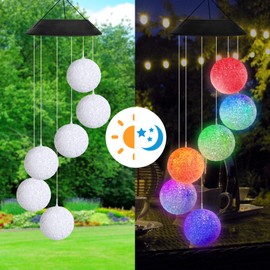 Campanas de viento solares para exteriores, colores cambiantes, decoración de jardín, bola de vidrio para luces solares exteriores, regalos para mamá, abuela, regalos de fiesta en el día de la madre, Navidad, Año Nuevo y día de San Valentín