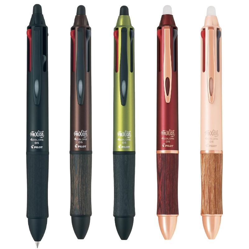 PILOT Multi-Color Ballpoint Pen, Friction Ball 4 Wood, 0.5mm, Bordeaux,