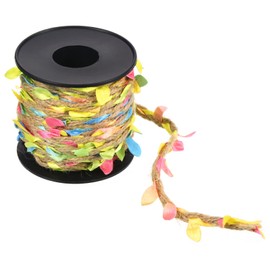 PATIKIL 33ft 5mm Burlap Leaf Ribbon, Braided Decoration Vine Natural Jute Rope Twine with Artificial Leaves for Jungle Wedding Party Home Garden Decor, Multicolor