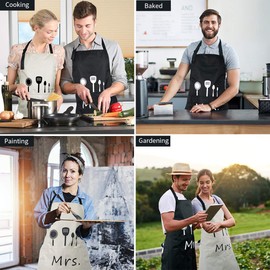ETLEE Mr. & Mrs. Couple Aprons Set（2PCS） Adjustable Kitchen Cooking Bib Apron Wedding Anniversary Engagement Bridal Shower Gift For Couples and Newlyweds
