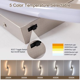 Sovinzert Hardwired 3000~6000K Modern Wall Sconce, 31.5IN Silver LED Wall Light Fixtures Brushed Nickel Wall Lights for Bedroom, Living Room, Hallway and Bedside Wall Lamp