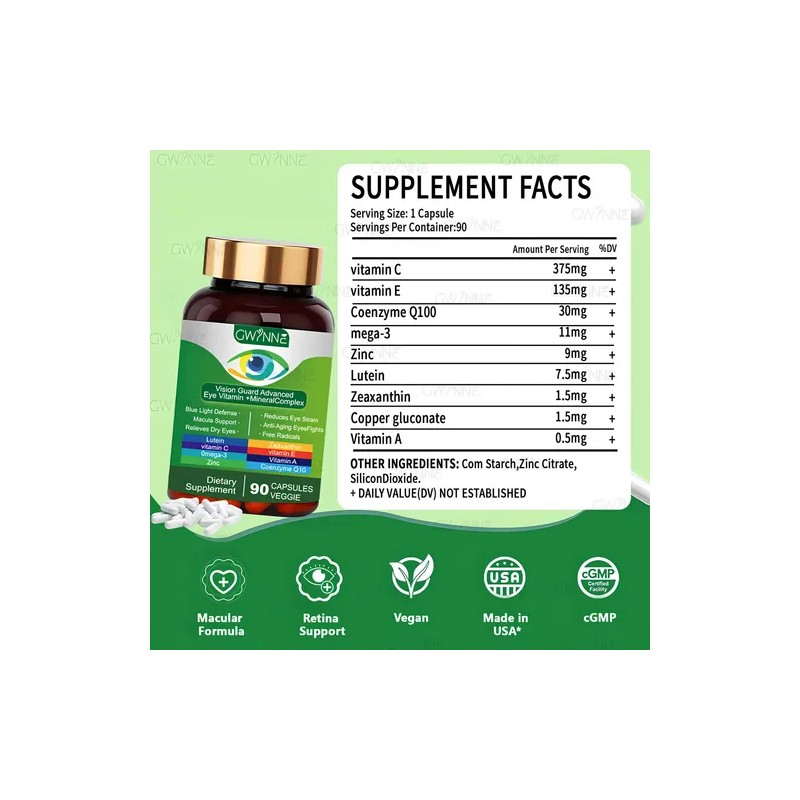 Suplemento Nutricional Gwynne Luteína Zinc Vitaminas Salud Macular Ojo Seco