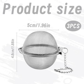 3PCS Tea Strainer Ball,Mesh Snap Ball Tea Strainer with Chain Lock,Stainless Steel Tea Ball Strainers,Ball Tea Strainers for Loose Tea for Loose Leaf Tea and Mulling Spices