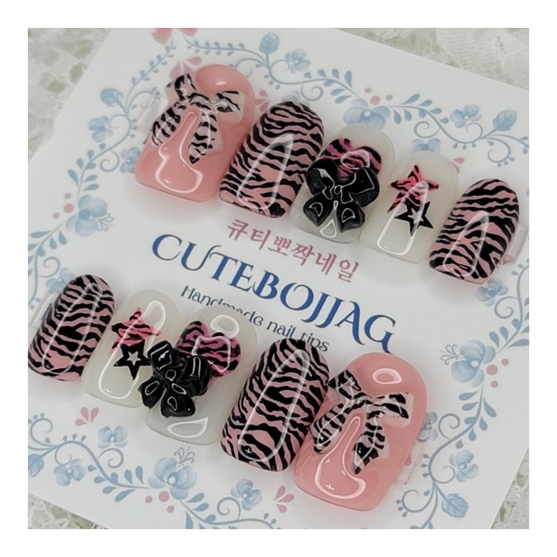 Indie Zebra Handmade Nail Tips - Square M / 인디
