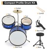 3 Piece Kids Drum Set with Cymbal, 2 Drumsticks, Pedal,