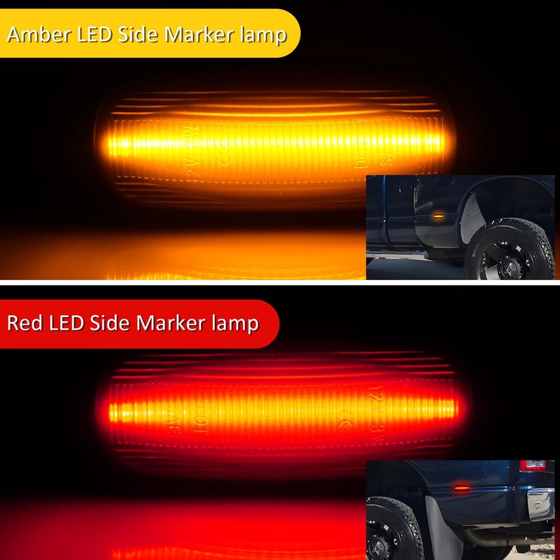 Bestview LED Dually Side Marker Lights for 2003-2009 Dodge Ram