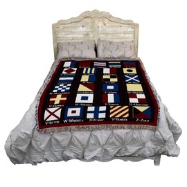 Pure Country Weavers Nautical Flags Blanket - Coastal Ocean Beach Gift Tapestry Throw Woven from Cotton - Made in The USA (72x54)