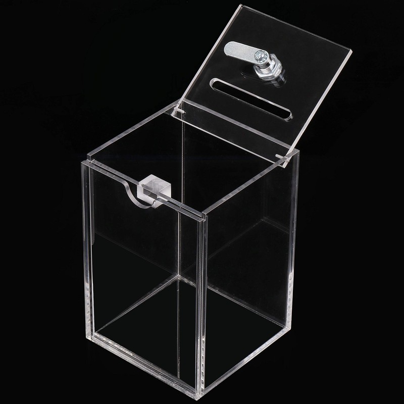 Olive-G Keyed Clear Acrylic Neat Style Piggy Bank Charity Box