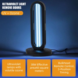 Ultraviolet Germicidal Lamp 110V, 38W Ozone UV Light for Whole Room, Three-Step Timing Remote Control, Blue Light for Home/Office/School