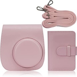 Funda Compatible con Fujifilm Instax Mini 11/9/8, Protectora para Cámara Instantánea con Ajustable Correa para el Hombro y Album de Mini Fotos, Bolso Protector para Camara (Rosa)