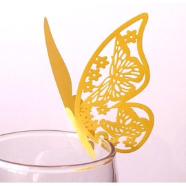 Pack of 50 Butterfly Funnel Winds, Place Cards, Name Cards, Glass Pendants, Wall Stickers for Table Decoration, Wedding, Party, Home Decoration, Butterfly Place Cards, Laser Place Cards, Name Cards,