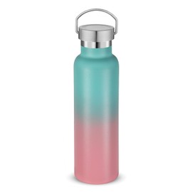 Volhoply 600 ml Stainless Steel Drinking Bottle with Handle Cover, Double-Walled Vacuum Insulated Thermos Flask Children, Metal Leak-Proof Water Bottle for Sports, School, Outdoor (Green/Pink Colour