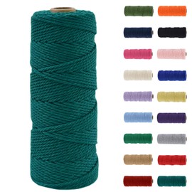 Macrame Yarn 2 mm, Macrame Yarn Dark Green, Macrame Cotton Yarn 2 mm x 100 m, Cotton Cord Natural, Cotton Craft Cord for Crafts, Knitting, Boho Decoration, DIY Craft, Wall Hanging, Living Room,