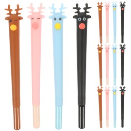 Operitacx Ballpoint Pen 16 Ink Pens 0.5 mm Christmas Ink Pen Christmas Bauble Pen in Deer Shape for Christmas Party School Stationery (Black Blue Pens