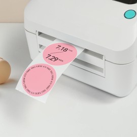 YIKIADA Pink Circle Thermal Labels Vinyl 2 Inch Self-Adhesive Round Stickers Roll Waterproof Printer Decals Name Tag for QR Code DIY Office Address 500 PCS