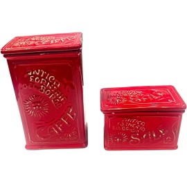 Sur La Table - Salt Box / Coffee Canister - Made in Italy Red - LOT of 2