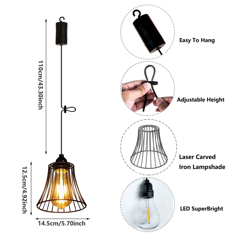 YIKEGE LICHT 3X Outdoor Chandelier Pendant Light for Gazebo Battery