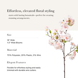 Pink Fake Cherry Blossom Branch Pick - 18"