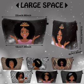 6 Pcs Black Girl Makeup Bags African American Make up Pouch Toiletry Bag for Women Canvas Cosmetic Bag Zippered Makeup Travel Bag Reusable Multi Purpose Organizer for Lady Girls Gifts (Elegant)