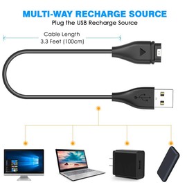 FitTurn Charger Compatible with Garmin Forerunner 265/265s/265Music/225/225S/955/955 Solar Charger Replacement USB Charger Charging Cable Dock