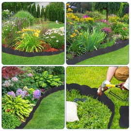 20Pcs Garden Edging Border No Dig Landscape Edging Lawn Garden Fence Edgings 20Ft Garden Edging Plastic Landscape Edging with 20Pcs Stakes for The Yard,Lawn Edging,Lawn Garden Flower Beds（Black
