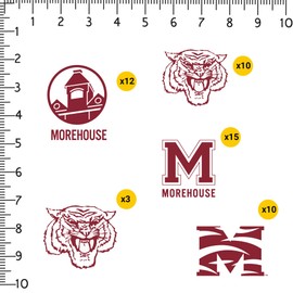Morehouse College Spirit Logos 50ct Vinyl Large Deluxe Stickers Variety Pack - Laptop, Water Bottle, Scrapbooking, Tablet, Skateboard, Indoor/Outdoor